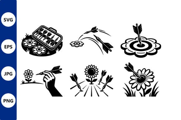 Archery Floral Line Art Vector Designs