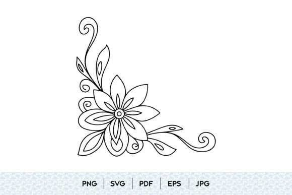 Elegant Floral Corner Ornament SVG Design