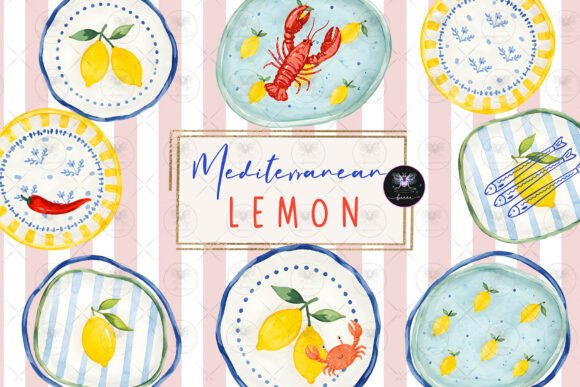 Elevating Digital Design with Mediterranean Lemon Seafood Clipart