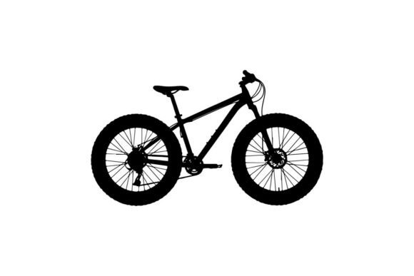 Fat Tire Mountain Bike Standing Outdoors: A Premium Vector Silhouette for Creative Workflows