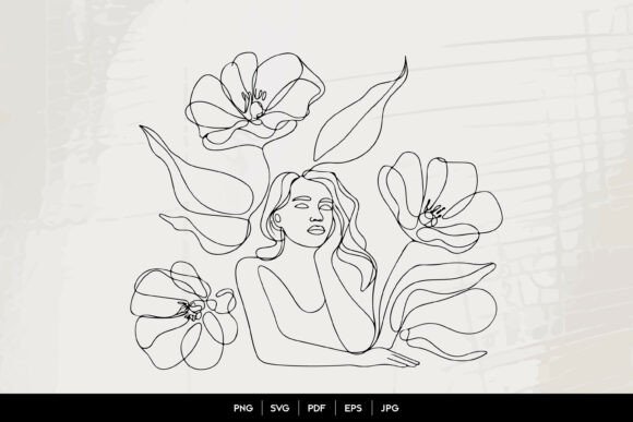 Floral Woman Continuous Line Art: Elevating Modern Decor with Minimalist Elegance