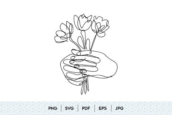 Hand Holding Tulips One Line Art Guide