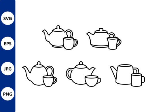 Integrating the Teapot and Cup Line Art Set into Your Creative Workflow