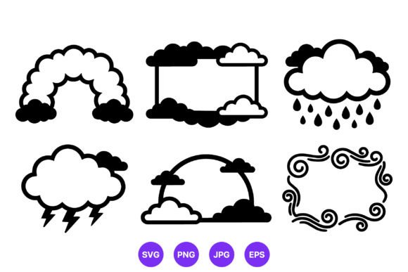 Mastering Visual Clarity with Black White Cloud Weather Icons Vector Graphics