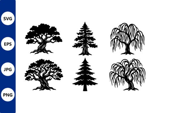 Mastering Visual Identity with Tree Silhouette Trio Line Art