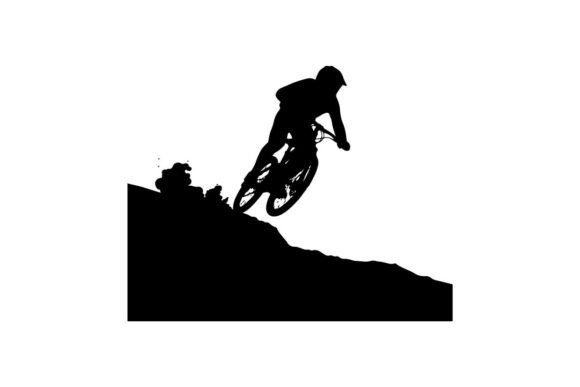Motocross Rider Jumping Mid-Air on Dirt: A Vector Silhouette Analysis