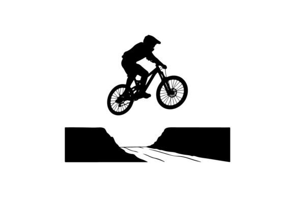 Mountain Biker Performing Jump over Dirt: Evaluating the Premium Vector Silhouette for Design Projects