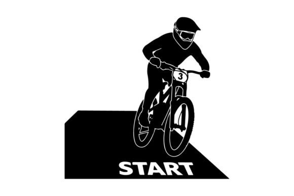 Mountain Biker Ready to Start Race on Bl: A Designer's Guide to Using Silhouette Clip Art