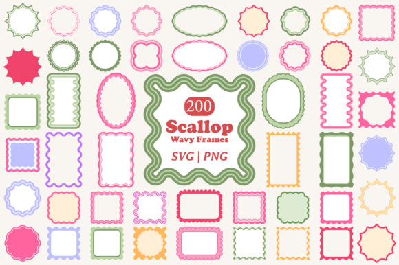 Scallop Wavy Frame SVG PNG Bundle: Elevate Your Digital and Physical Crafts
