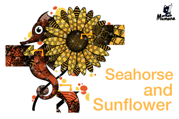 Seahorse and Sunflower - Thai Lineart: A Fusion of Whimsy and Tradition