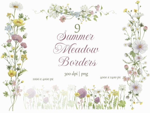 Summer Meadow Borders Watercolor Set