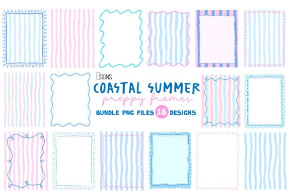 Summer Preppy Hand Drawn Frames Bundle
