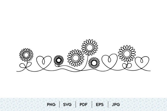 Sunflower Heart One Line Border Art