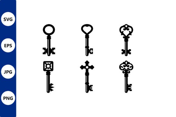 Unlocking Creative Potential with Ornate Keys Black Vector Art