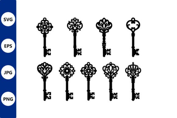 Unlocking Creativity with Ornate Vintage Keys Vector Silhouettes