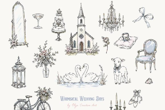 Unlocking the Charm of Whimsical Vintage Wedding Clipart: A Guide to French Château and Cottagecore Design