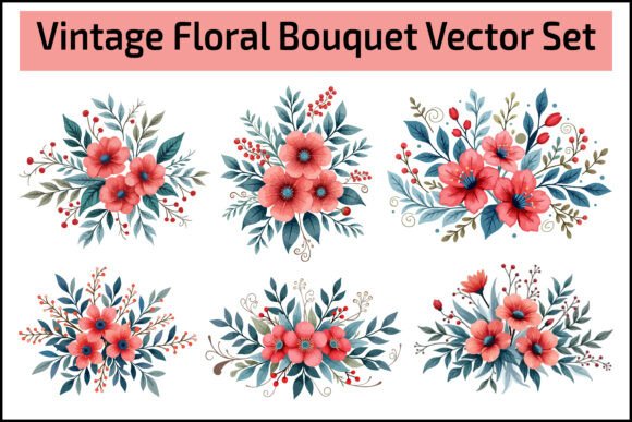 Vintage Floral Bouquet Vector Set Guide